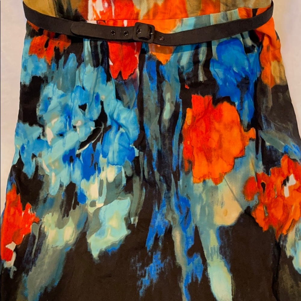 Moulinette Soeurs Strapless Dress - Black, Blue, Orange Floral - Picture 3 of 7
